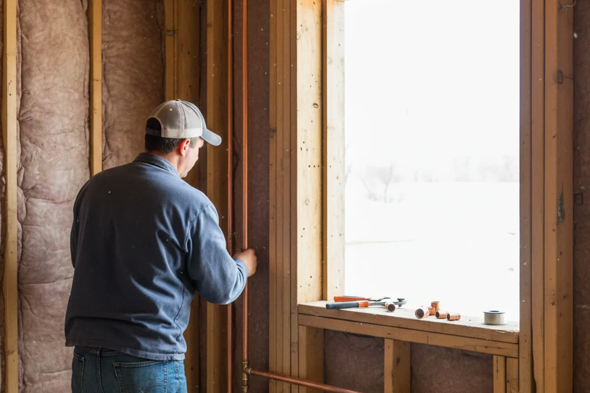Licensed plumber running new copper supply lines in a Line Lexington home