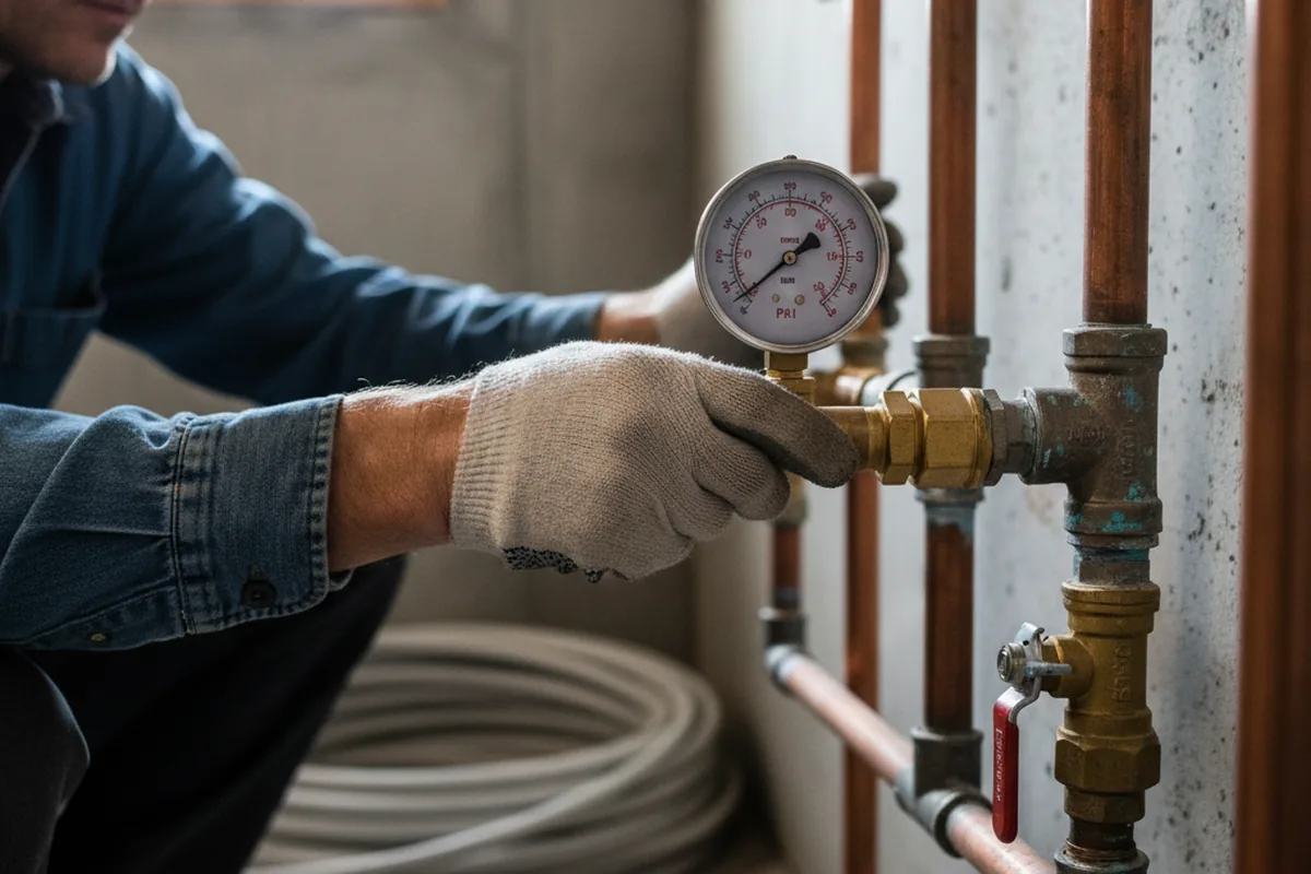 Pressure testing a repaired line during Water Line Repair in Line Lexington